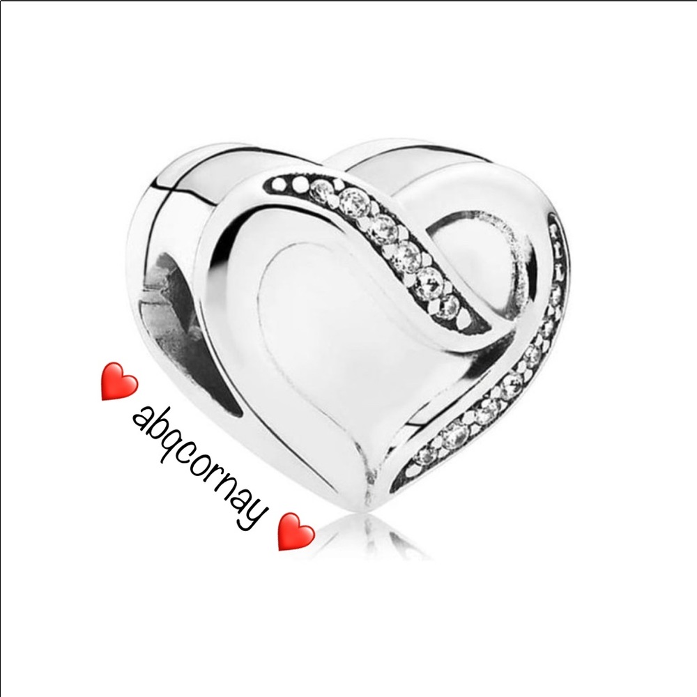 EUC Pandora 791816CZ Sterling Silver Ribbon of Love Charm w/ Clear CZs